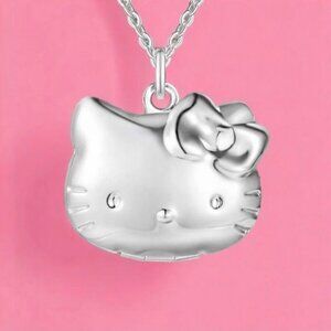 NWT Hello Kitty Locket Pendant Necklace 925 Sterling Silver Stamped 18" Y2K